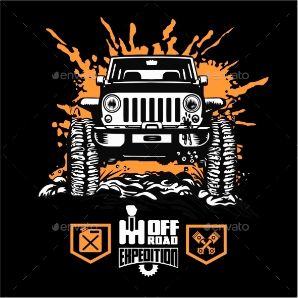 Jeep Wrangler - Suv Car on Black - Elements for