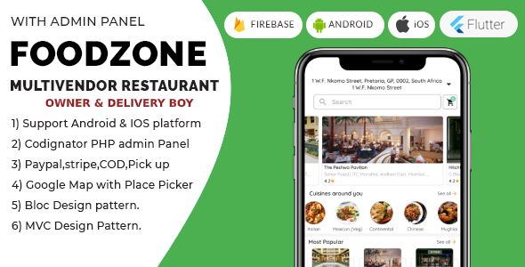 FoodZone Multivendor Mobile Application with PHP Admin Panel with+driver+owner Flutter 2.x