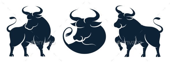 Taurus Zodiac Sign Ox New Year Symbol Isolated Set