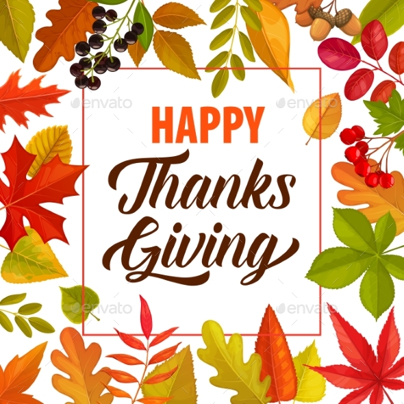 Happy Thanks Giving Vector Frame with Lettering