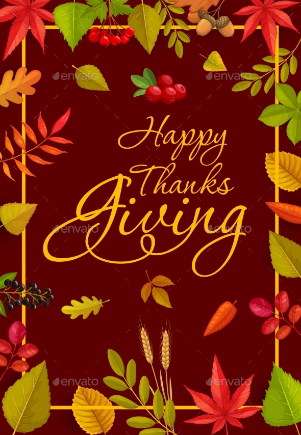 Happy Thanks Giving Vector Poster or Greeting Card