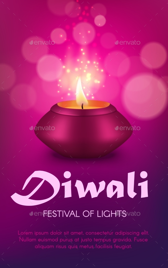 Diwali Diya Lamp of Deepavali Light Festival