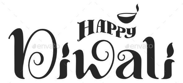Happy Diwali Ornate Lettering Text for Greeting