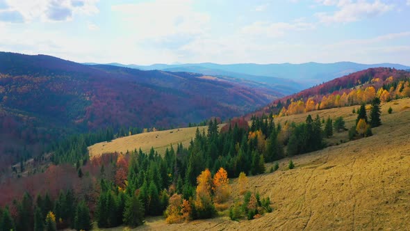 Aerial Drone Video Flying Over Carpathians Mountains, Ukraine, Europe