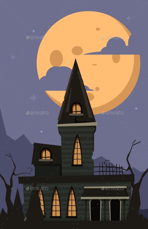 Halloween Background. Scary Horror Castle