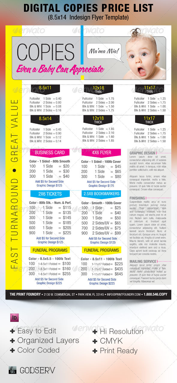 Digital Printing Price List Flyer Template
