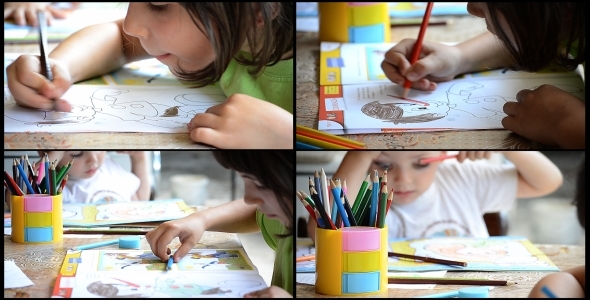 Kids Coloring With Crayons 1 - 4 videos