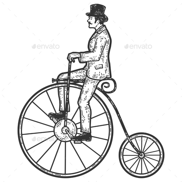 Vintage Man on a High Bike
