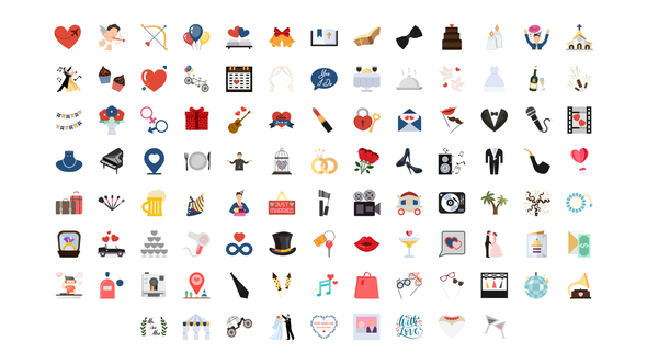 100 Wedding Icons