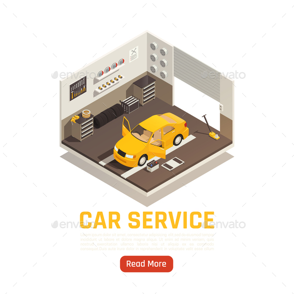 Car Service Isometric Composition