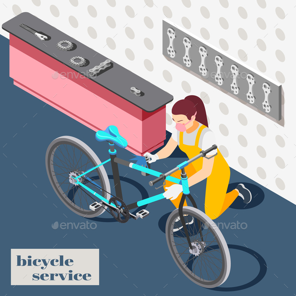 Bicycle Service Isometric Background