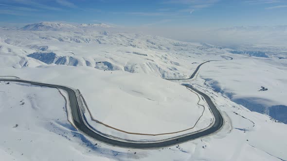 Snowy Winter Mountain Road