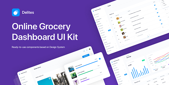 Delites - Grocery Dashboard UI Kit for Sketch