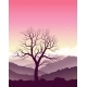 Purple Mountain Landscape with Old Tree - GraphicRiver Item for Sale