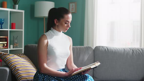 Intelligent Woman Is Reading Fiction Book