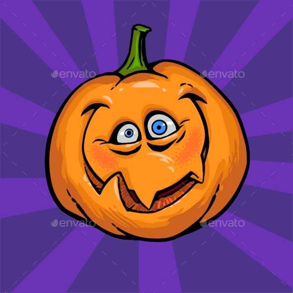 Happy Halloween Pumpkin Cartoon Face