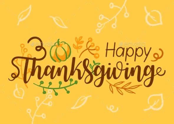 Hand Drawn Happy Thanksgiving Typography Banner
