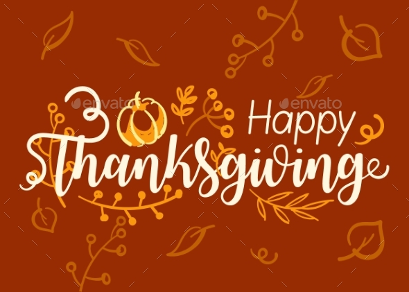 Hand Drawn Happy Thanksgiving Typography Banner