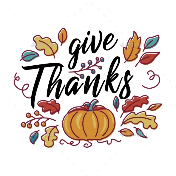 Vector Hand Drawn Happy Thanksgiving Typography in