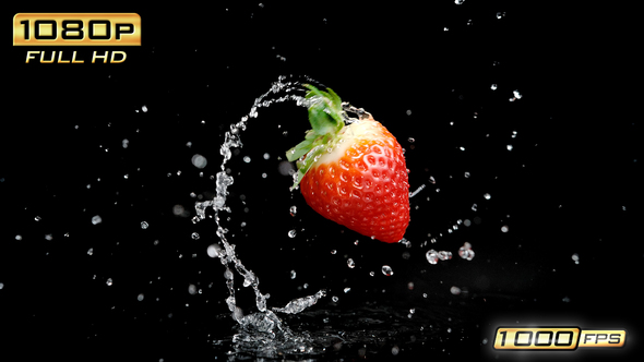 Strawberry Splashing Water