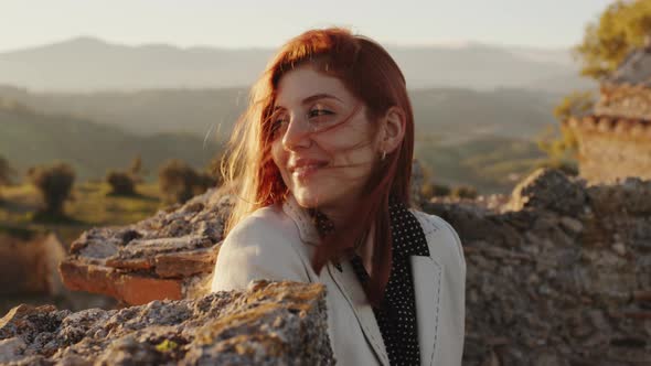 close up of girl with red hair