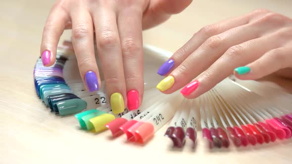 Multicolored Manicure and Nail Polish Samples.