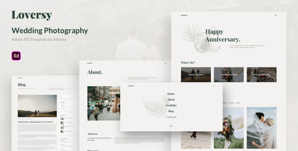 Loversy - Wedding Photography Adobe XD Template