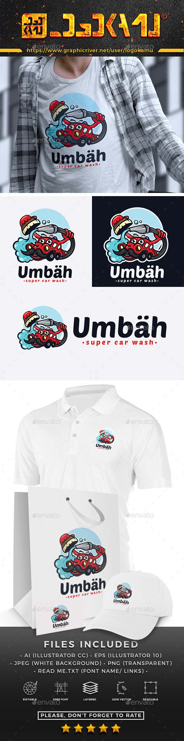 Car Wash Cartoon Logo