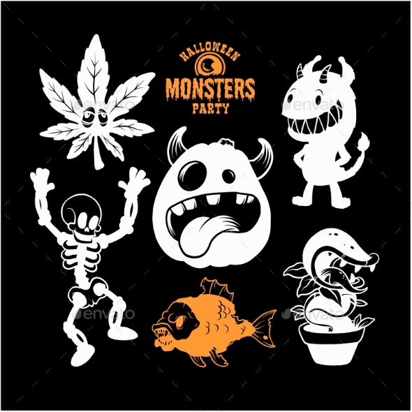Set of Monsters for Halloween. A Collection of