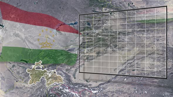 Tajikistan Flag And Map Animation