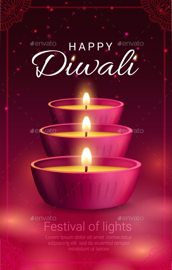 Diya Lamps of Diwali or Deepavali Light Festival