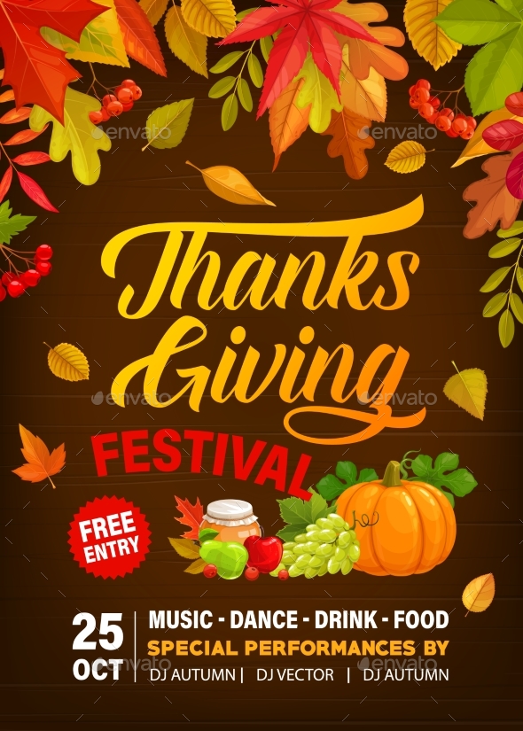 Thanks Giving Festival Vector Flyer with Crop
