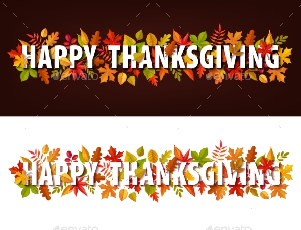 Happy Thanksgiving Vector Horizontal Banners.