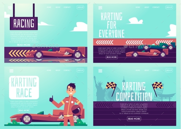 Set Banners or Posters for Car Racing and Karting