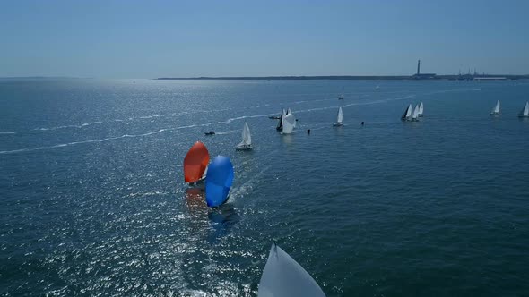 Yachts in a Sailing Race