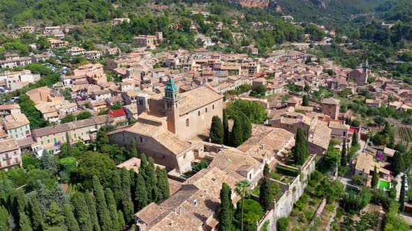 Aerial Drone Video Footage of Valdemossa Town, Mallorca