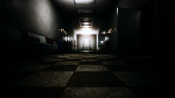 Empty Dark Hospital Laboratory Corridor alt