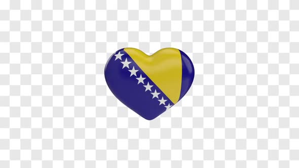 Bosnia and Herzegovina Flag on a Rotating 3D Heart