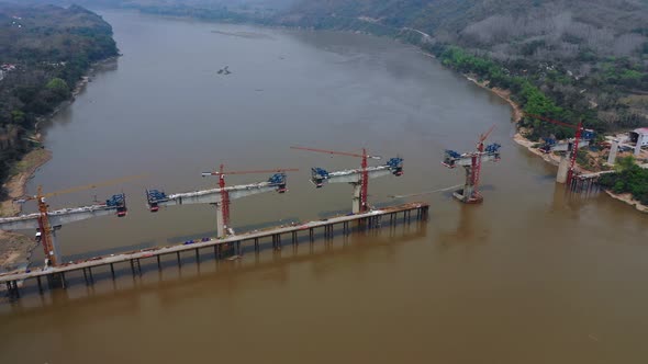 Aerial View Of Construction Laos-China Railways Under Construction