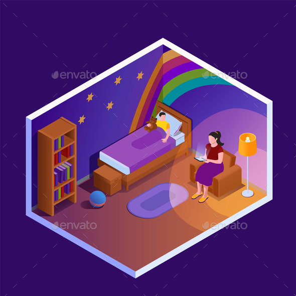 Bedroom Reading Isometric Composition