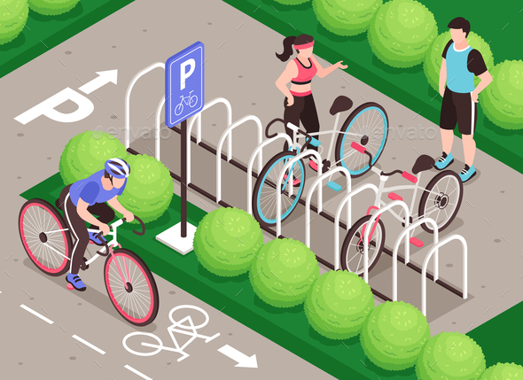 Bicycle Parking Isometric Composition