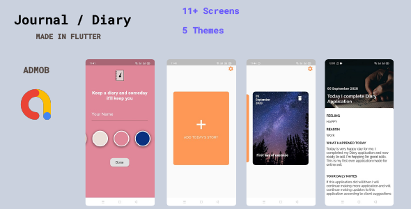 Diary / Journal Application / Notebook in Flutter | Admob (banner, Interstitial, Native)