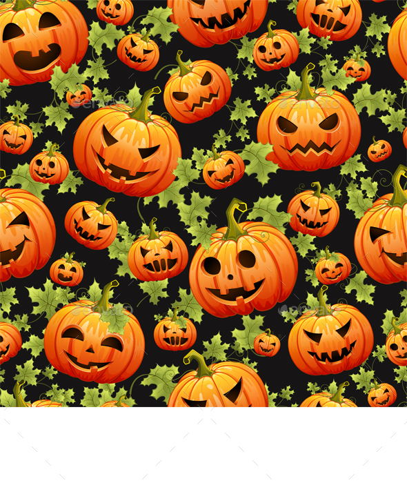 Seamless Halloween Pattern with Pumpkins