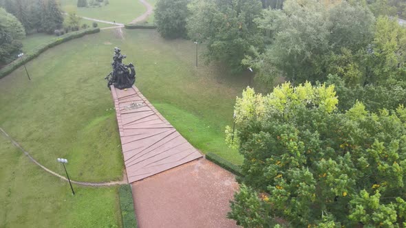 Kyiv, Ukraine Aerial View in Autumn : Babi Yar - the Place of the Murder of Jews During the Second