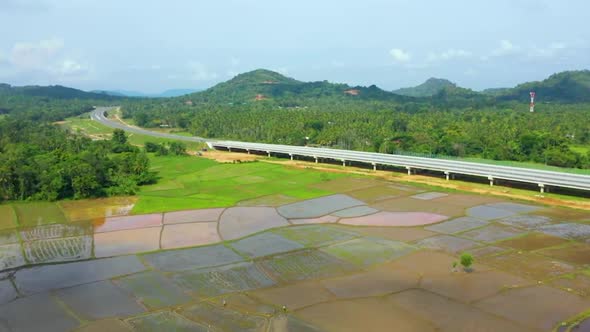 Expressway drone footage transportation industry economy development roods through forest transport