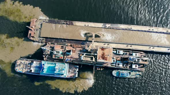 Top View of Dredging Boats Getting Sand From the Water