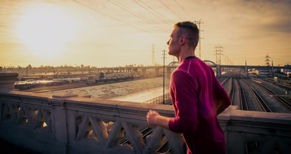 Athletic Male Jogging Los Angeles Slow-Motion