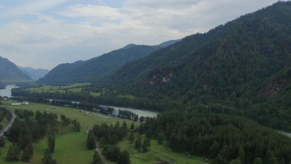 Mountains of Altai beside of Katun river at during daytime