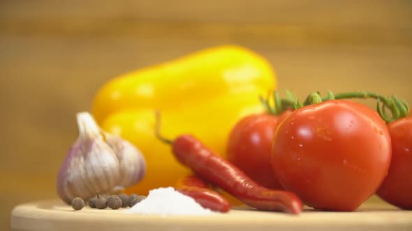 Tomatoes, Peppers and Garlic on a Tray