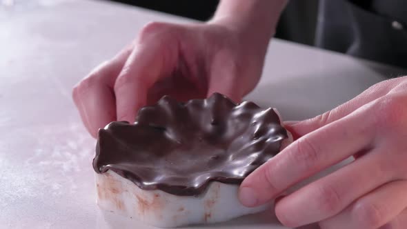 Pastry Chef Makes Chocolate Cake Decorations